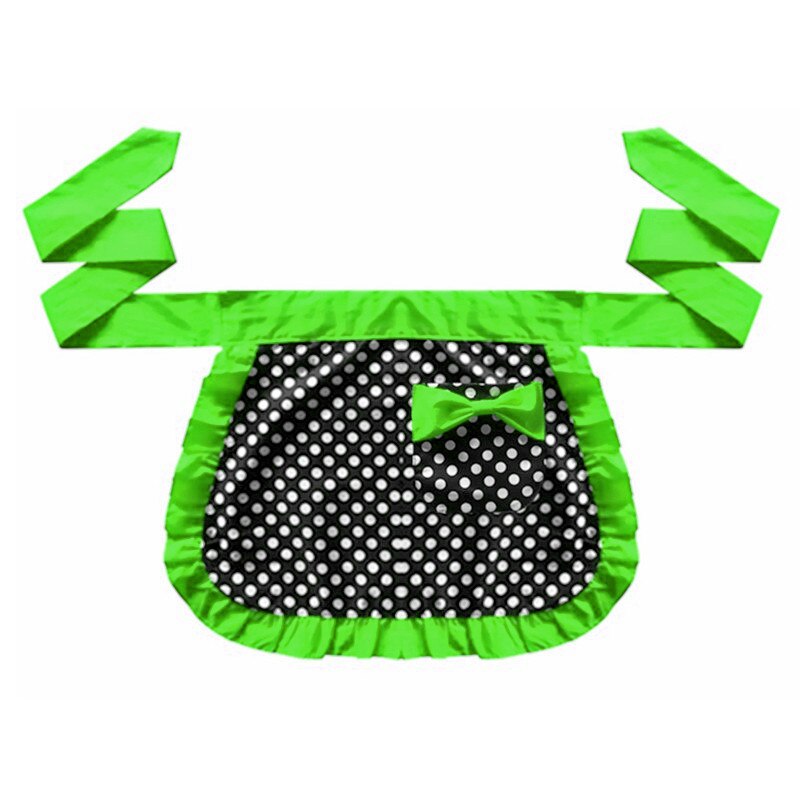 Cute Princess Polka Dots Apron Lace-up Bowknot Cloth Half-length Housekeeping Restaurant Cooking Work Cleaning Tools Aprons: Green