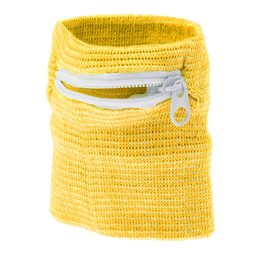 Wrist Band Safe Wallet Storage Zipper Pocket for Basketball Running Badminton Table Tennis Sports: Yellow