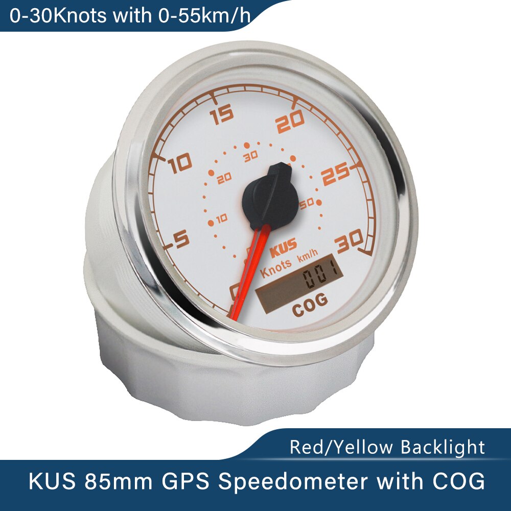 Kus 3 3/8 "Waterdichte Marine Boot Schepen Gps Snelheidsmeter 30 Knopen 60 Knopen Met Rood/Geel Backlight