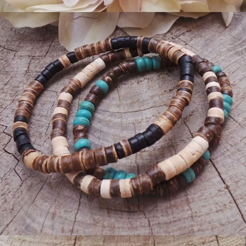 Pulsera de cuentas para hombre Pulsera estilo surfista. Pulsera para hombre Pulseras apilables Pulseras bohemias elásticas: Color acero
