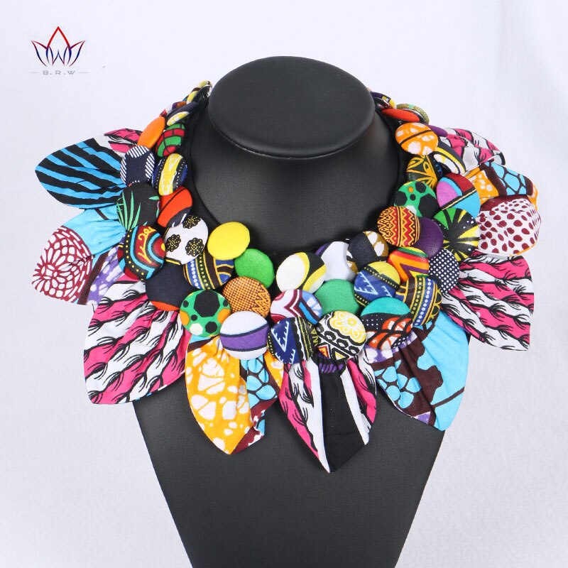 Ankara knapp haklapp knapp örhängen statement halsband tribal halsband handgjorda blomma form afrikanska smycken wya 063: 3