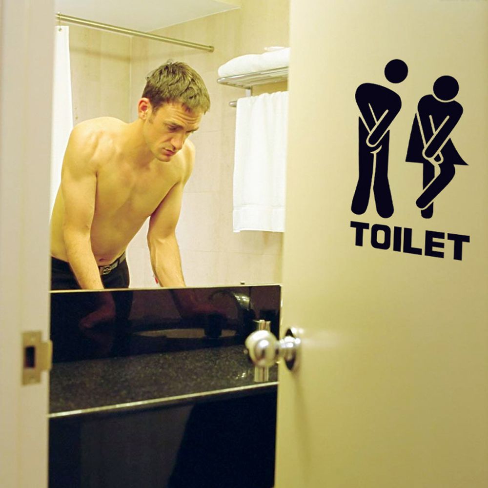 Noir toilette autocollant bricolage Tag entrée signe Art Paster reste salle de bain décalcomanie Stickers muraux décoration de la maison pour hôtel café boutique