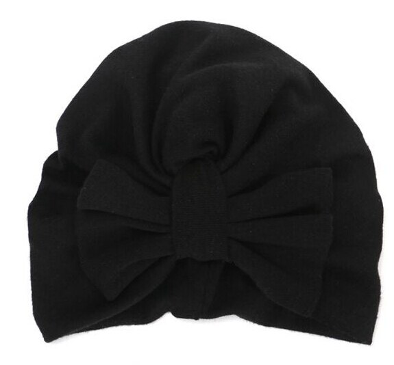 Nette Neugeborene Kleinkind Kinder Baby Jungen Mädchen BIG Bowknot Turban Schädel Caps Baumwolle Beanie Hüte Kleinkind Mädchen Elastische Winter Warm kappe: Black