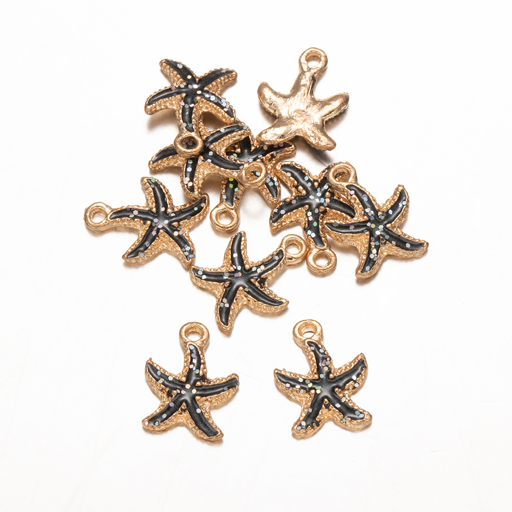 10Pcs/Lot Ocean Starfish Conch Seashell Enamel Charms Pendants For DIY Jewelry Making Birthday Wedding Party Favor: Pink