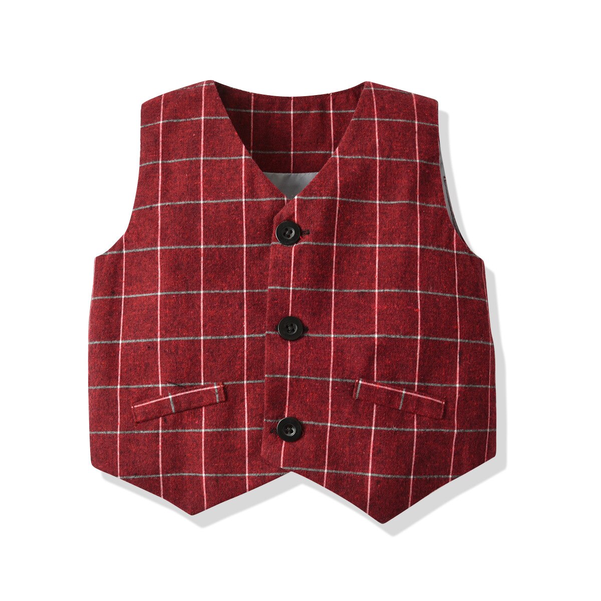 Engelsk stil småbørn drenge prins afslappet vest enkeltradet herrer bryllup plaid vest børn drenge tøj 1 2 3 4 5 6 y: Rød / 3t