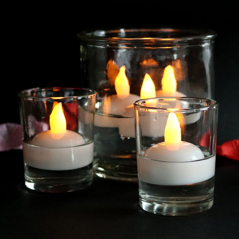 Nuevas velas flotantes parpadeantes, luces de té impermeables Led amarillas cálidas, luces flotantes para piscina, decoraciones para piscinas de boda TE