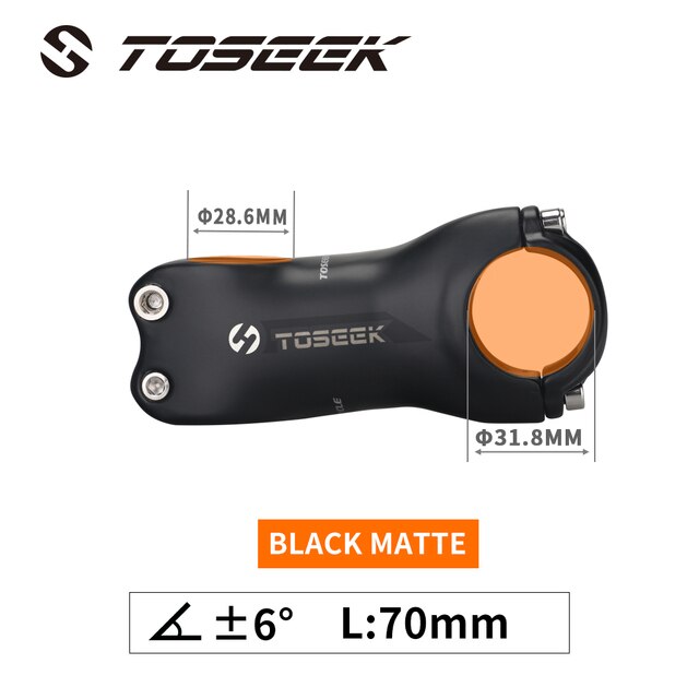 TOSEEK Super Light Full Carbon Fibre Bicycle Stem Bike Parts Matte Angle 6 / 17 Degrees Length 70/80/90/100/110/120/130mm: 6 Degrees 70mm