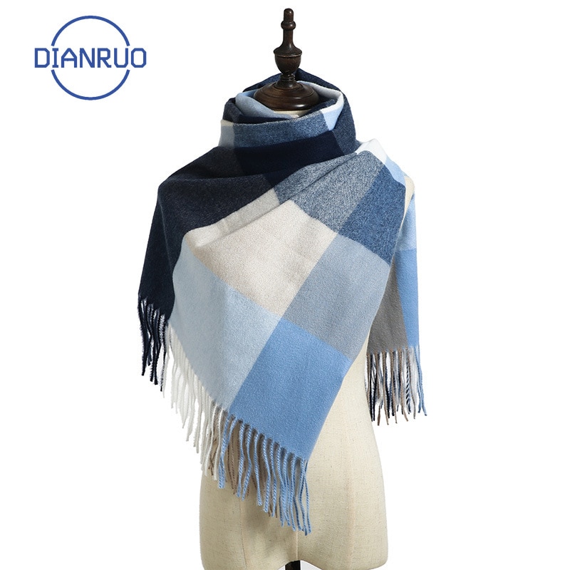 Dianruo Klassieke Herfst Winter Grace Vrouwelijke Plaid Sjaal Vrouwen Sjaals Brede Roosters Lange Shawl Wrap Deken Warm Sjaals R331