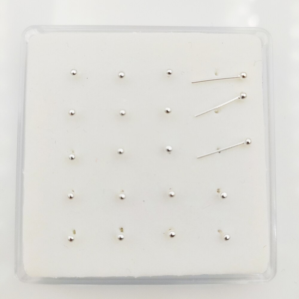 Piercing de Plata de Ley 925 para nariz, Bola de 1,8mm, pin para nariz, hueso, nariz, 20 unids/paquete: silver straight