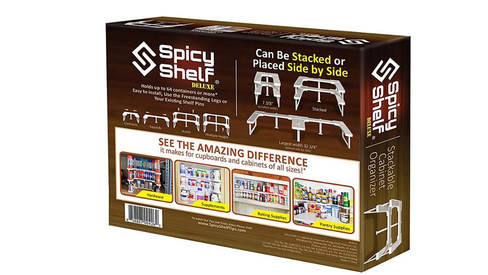 Spicy Shelf Deluxe - Expandable Spice Rack Stackable Cabinet & Pantry Organizer Kitchen Spice Rack Bathroom Cosmetics Storage