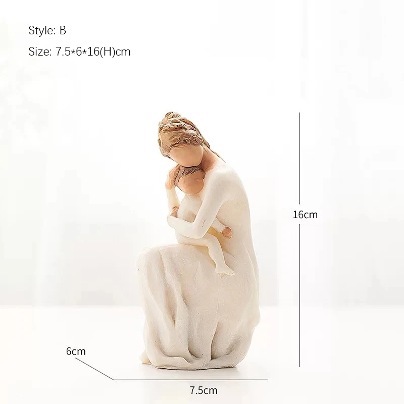 Artistic Nordic Style Love Family Resin Figure, Figurine Ornaments, Home Decoration, Human Statue Crafts, Happy Time: Light purple