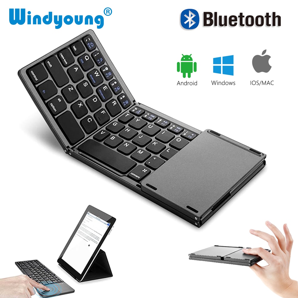 Opvouwbaar Bluetooth Draadloos Toetsenbord Met Touchpad Universele Draagbare Draadloze Toetsenbord Met Touchpad Voor Tablet Pc Laptop Ipad