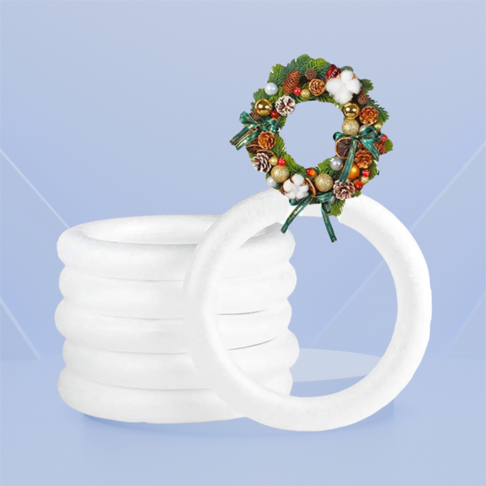 1 szt. Biały pierścień piankowy okrągły styropian DIY ręcznie robiony wieniec 5/7/8/10/12/15/17/20cm na świąteczne rzemiosło dekoracje weselne