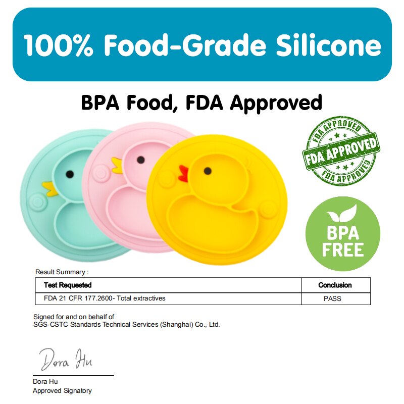 Qshare, 2 uds., platos para bebés, platos de pato, tapete de silicona, charola de succión, antideslizante, platos de comida para niños, platos de alimentación de frutas para bebés