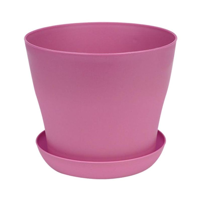 1pc Flower Pot Colorful Durable Resin Plant Flower Pot Tray Planter Garden Home Saucer Decoration Holes with Gloss a Draina S3E2: Rose red