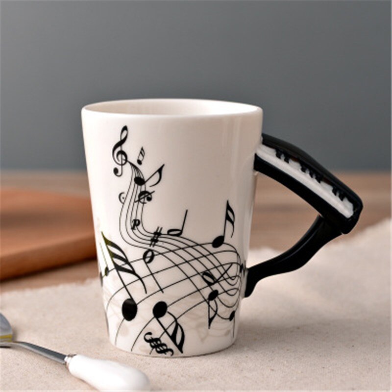 Teemukit musiikki kitara keraaminen muki kahvikuppi kahvalla mukit kahvikupit canecas tazas matkapullo