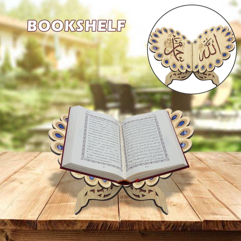 Support de livre en bois pour musulman du coran, étagère décorative amovible, islamique du Ramadan Allah, fait à la main