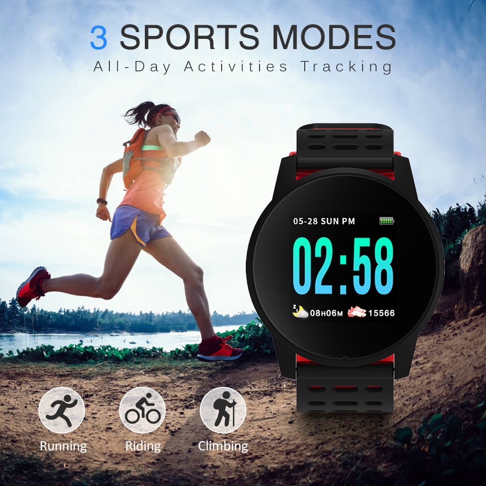 Smart Horloge 1.3In Ips Screen Touch Fitness Tracker Horloge IP67 Smart Armband Met Hartslag Activiteit Tracking Stap Teller
