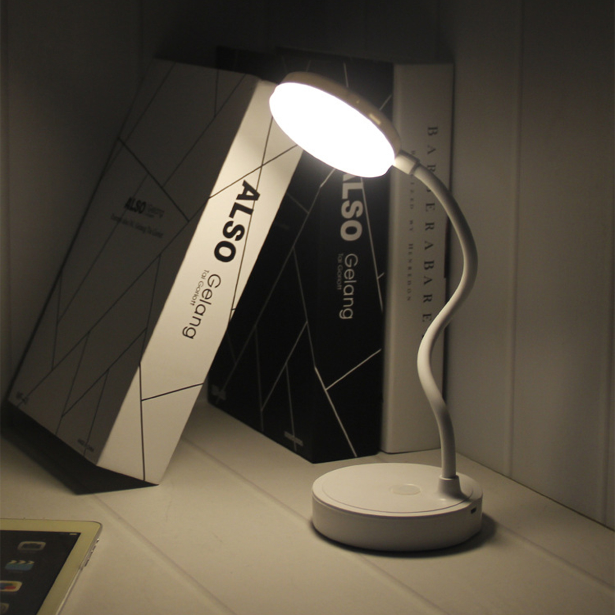 Klappbare LED-Tischlampe, USB wiederaufladbar, berühren-dimmbar, Nachtlicht, Augenschutz, 3 Modi, Leselampe für Studenten, Buch