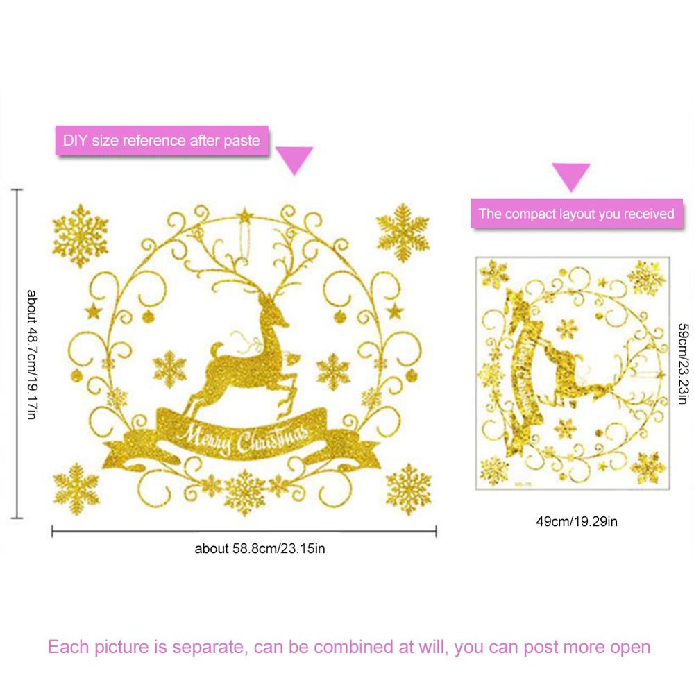 Merry Christmas Wall Stickers Reindeer Window Glass Wall Decals Sticker Home Decoration Murals