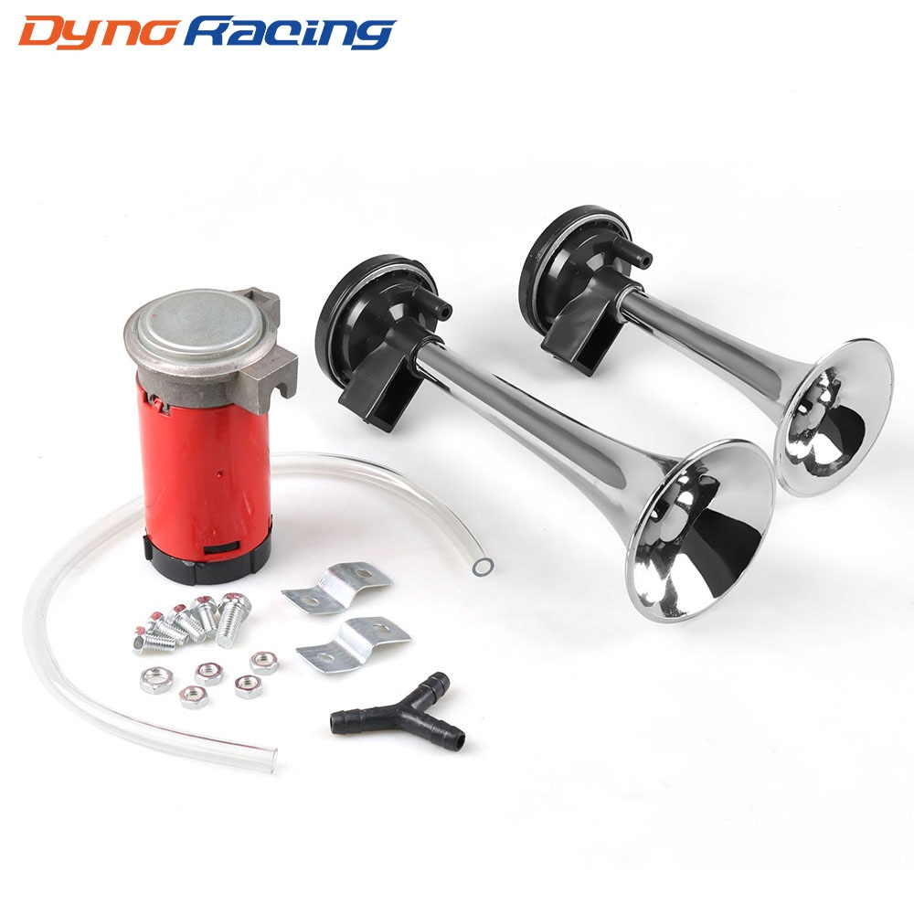 Uniwersalny 115dB głośny samochód trąbka pneumatyczna 12V 450 herc podwójna trąbka sprężarka Bocina dla ciężarówek samochody samochody ultra głośnie