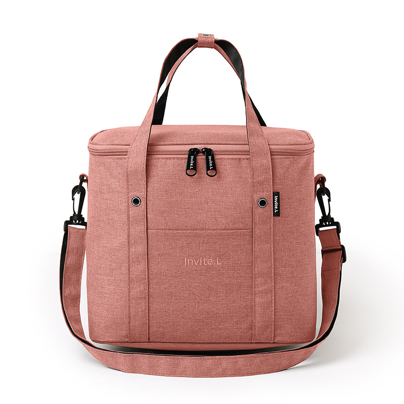 Duża na ramię torba termiczna termiczne torby na obiad dużego ciężaru izolowane torebka chłodząca przenośny piknik na świeżym powietrzu napój jedzenie piwo pojemnik robić przechowywania: ciemny różowy