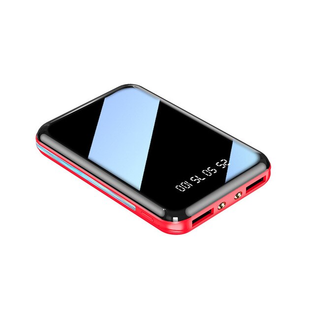 Power Bank 20000mAh Dual USB Portable Charger External Battery Mini Powerbank For iPhone 11 Xs X Samsung S8 S20 Xiaomi Poverbank: Square red