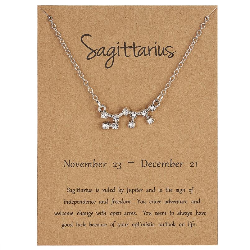 Collares del zodiaco de 12 Constelaciones para mujer, signo del horóscopo, joyería Coreana de circón, Estrella, Galaxia Libra, astrología,: Sagittarius