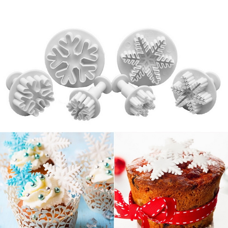 3 Stks/set Kerst Sneeuw Cakevorm Diy Pruimenbloesem Bloem Fondant Cookie Cutter Sugarcraft Lente Cakevorm Decorating Gereedschap