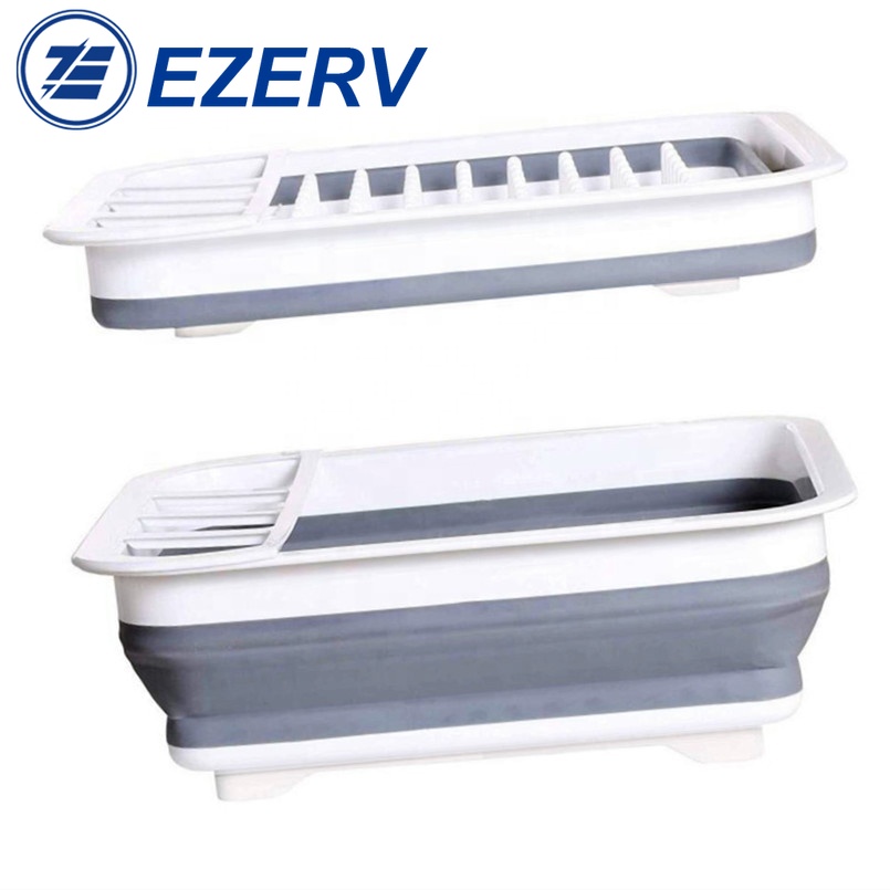 Camper-escurridor de platos plegable para coche, estante para la vajilla, cuenco portátil, TPR, de fregadero, barco, caravana, accesorios, remolque
