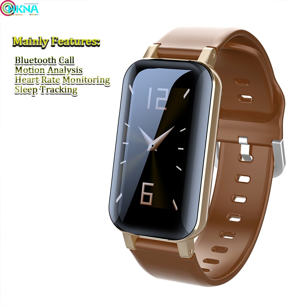 Smart Binaural Armband Draadloze Bluetooth Headset 2-In-1 Hartslag Bloeddruk Sleep Monitor Android Horloge Voor vrouwen Mannen: Golden