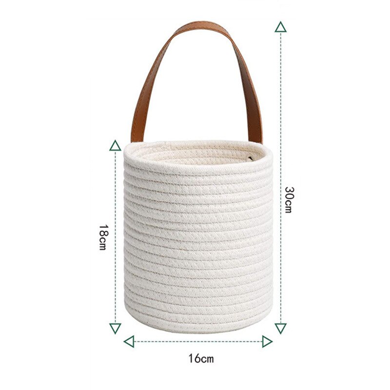 Woven Hanging Basket For Planters Rattan Wicker Baskets Garden Wall Decoration Wall-mounted Basket Storage Rack: White16cm