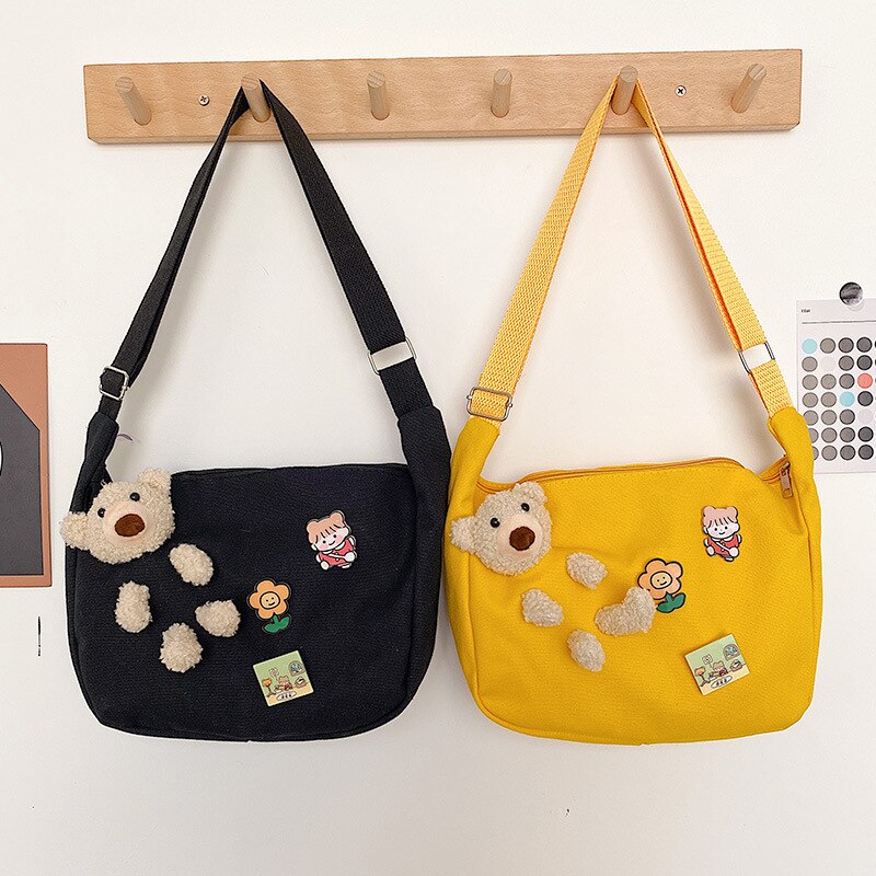 Borse a tracolla studentesse Harajuku Kawaii stile Preppy tela di grande capacità semplice coreano Casual quotidiano colore caramella moda