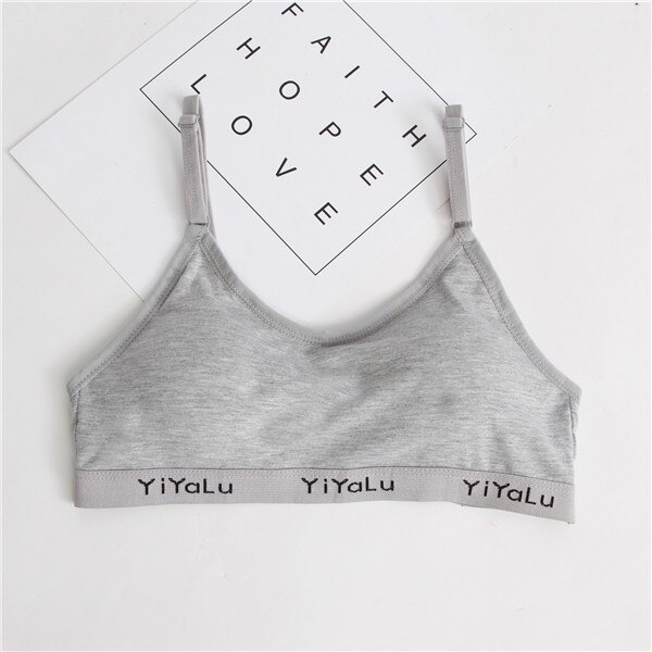 Jonge Meisjes Effen Beha Zachte Katoenen Beha Puberteit Tiener Ademend Ondergoed Kid Doek Training Bh Voor Meisjes 8-16Y: GRAY