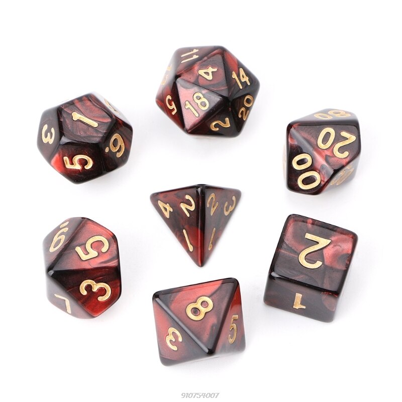 7 pz/set dadi acrilici poliedrici dadi per TRPG gioco da tavolo D4-D20 F25 21 commerci all'ingrosso: Black