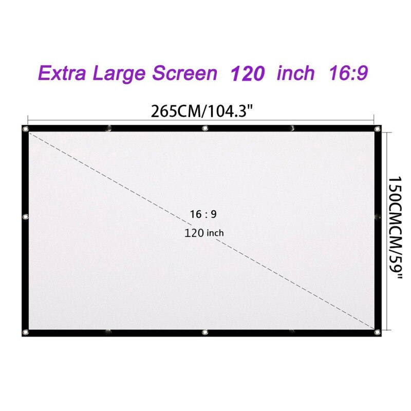 Computer Covers Projector Screen 120 Inch 16:9 HD Folding Indoor Outdoor Movie Screen Gaming Office Home Cinema Projector Screen: 120 inches