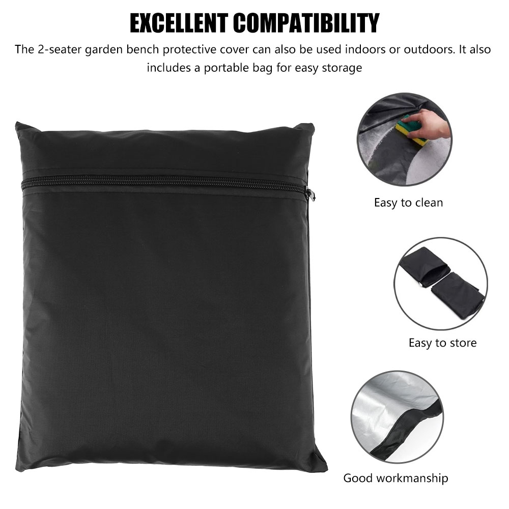 2-Seater Garden Bench Protective Cover Outdoor Waterproof Windproof UV Resistant Couch Furniture Sofa Cover with Side Tie Straps
