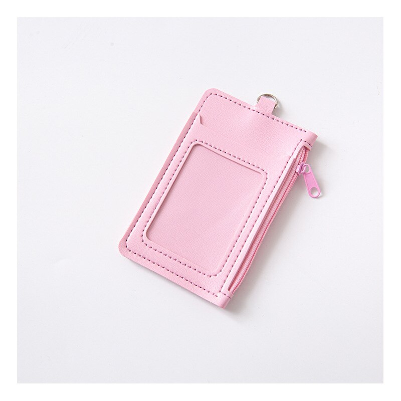 Men Women ID Card Holder Candy Color Leather Bank Credit Card Holder Wallet Box Slim Business Card Case Wallets Purse 1PCS: Pink