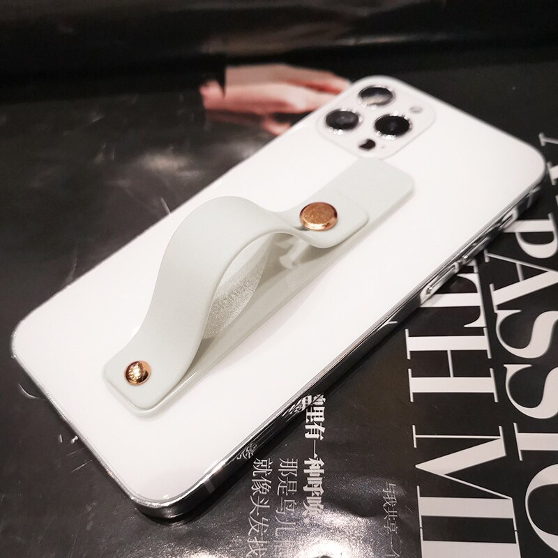 Universal Wrist Band phone stand For iPhone Finger Grip Mobile Phone Holder for xiaomi Push Pull back sticked Socket bracket: 31-Antique white