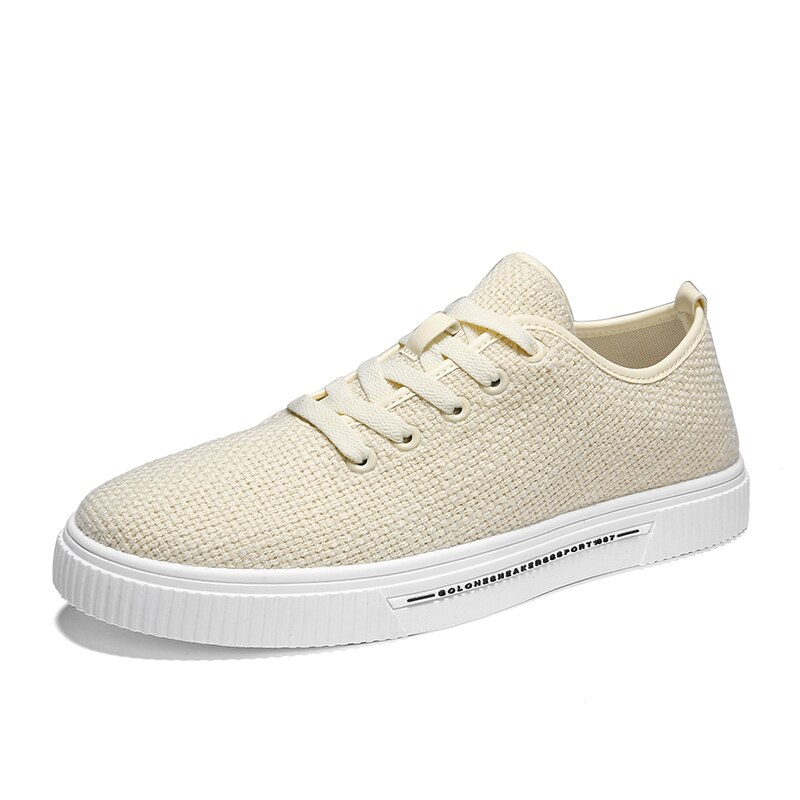 Baskets de printemps pupuda pour hommes, chaussures en toile de lin, chaussures décontractées tendance pour hommes, espadrilles confortables, chaussures de course classiques: Beige / 9