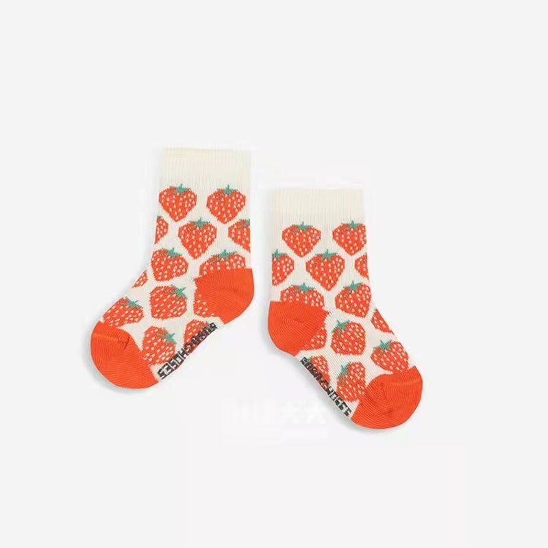 Calzini per bambini 2022 primavera estate BC calzini per bambina nuovissimi calzini per ragazzi in cotone simpatico cartone animato calzini per bambina: Strawberry / L( 3-6Y)