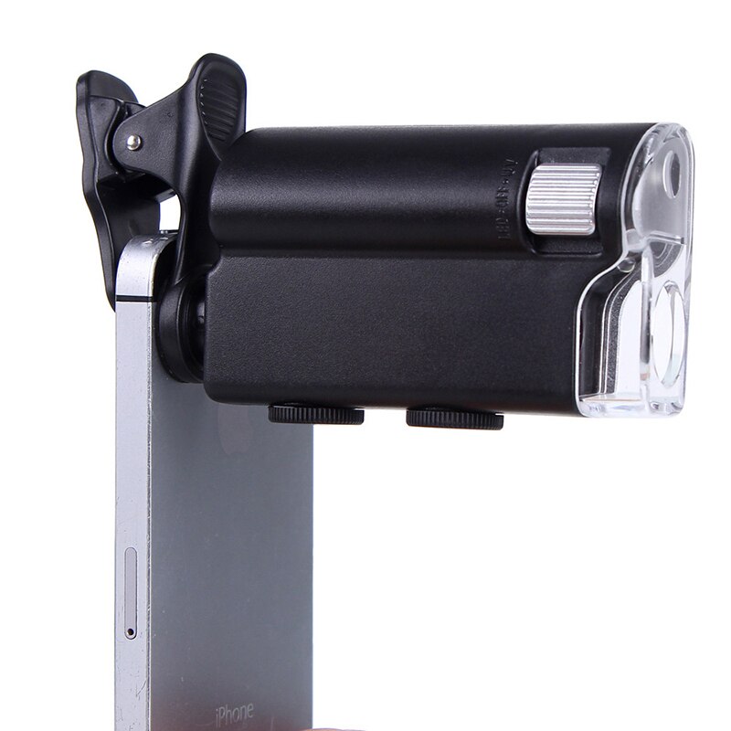 60x-100x mobiltelefon mikroskop med universal mobiltelefon klip lomme forstørrelsesglas led uv lys f/ jade identifikation