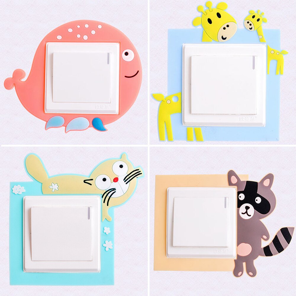 Cartoon Hollow-Out Switching Sticker Home Decoration Cartoon Wall Stickers Affixed Hollow Switch Cute Socket For Kids