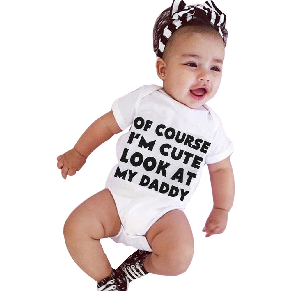 Newborn Infant Baby Girl Boy Short Sleeve Letter Romper Jumpsuit Outfits Clothes Toys Casual Daily 0-18M baby Romper