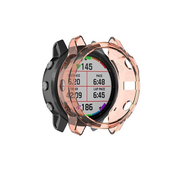 Protection Cases For Garmin Fenix 6 Fenix 6S 6X Soft Crystal Clear TPU Protector Case Cover Frame Smart watch accessories Shell: pink orange / For Garmin Fenix 6