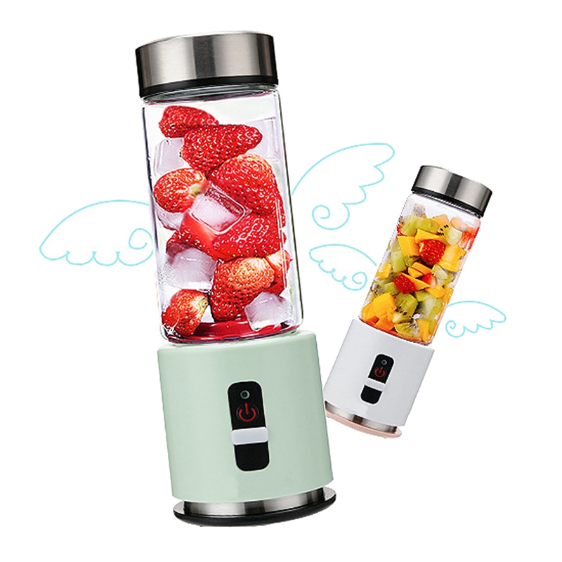 Usb Rechargeable Smoothie Blender 380Ml Glass Smoothie Blender Juicer Easy Small Portable Blender Green