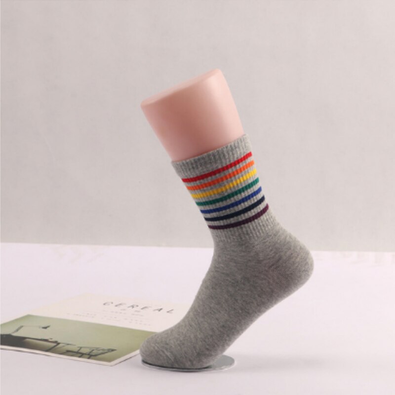 Winter damessokken katoen regenboogstrepen sokken kerst warme kerst casual tij sokken harajuku koreaanse goedkope dingen: 8