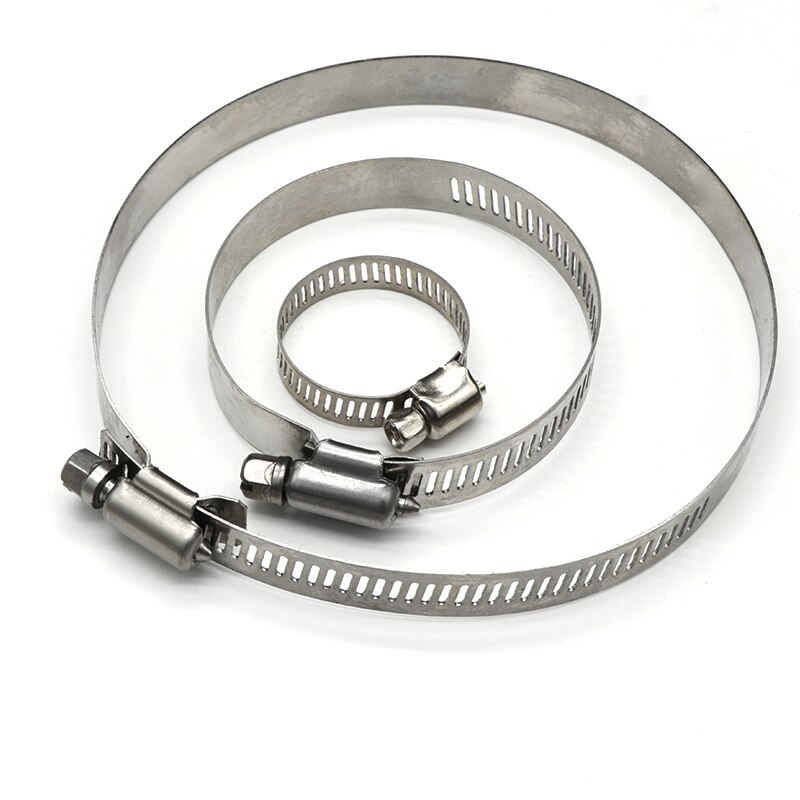 8mm ~ 120mm Stainless Steel Drive Hose Clamp Adjustable Tri Gear Worm Fuel Tube Line Water Pipe Fastener Fixed Clip Spring Hoops