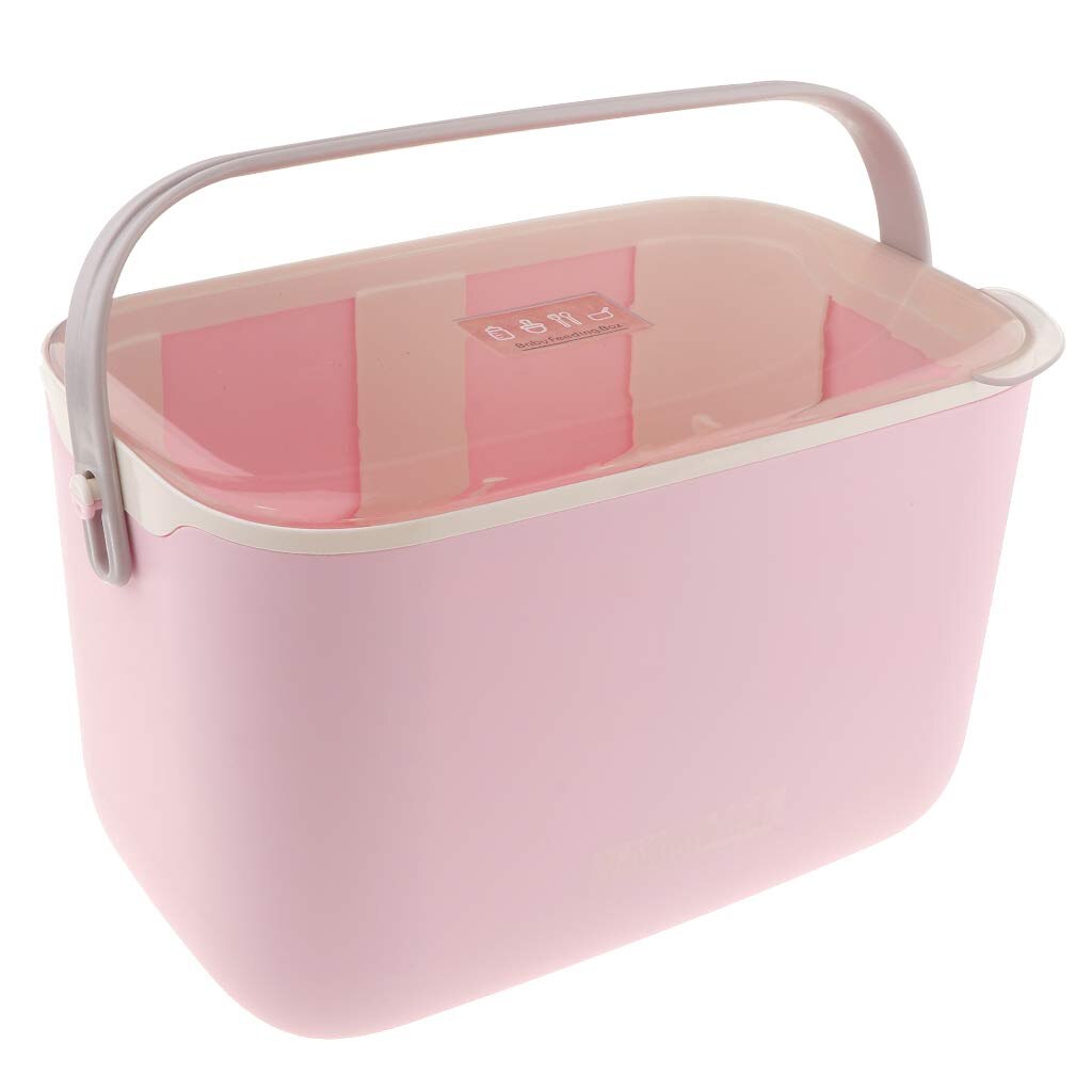 Portable Baby Milk Bottle Tableware Storage Box Dryer Feeding Bottle Cleaning Drying Rack Large Capacity Bottle Holder Organizer: Pink