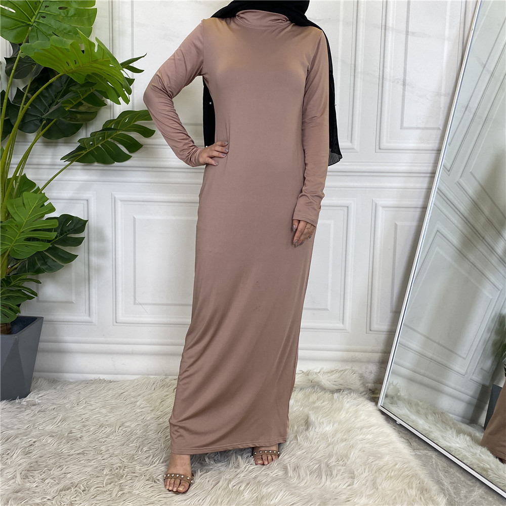 Vestido Abaya modesto para mujer, Vestido informal con cuello de tortuga, Hijab, Vestido interior musulmán para mujer, Maxi bata caftán turco, ropa islámica: XL / Crema